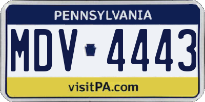 PA license plate MDV4443