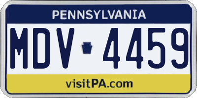 PA license plate MDV4459