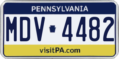PA license plate MDV4482