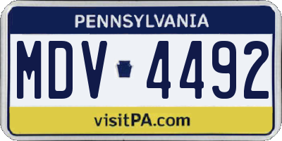 PA license plate MDV4492