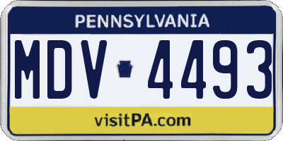PA license plate MDV4493