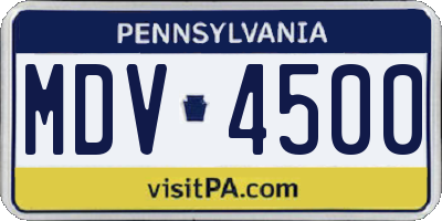 PA license plate MDV4500