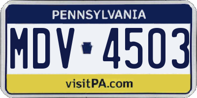 PA license plate MDV4503