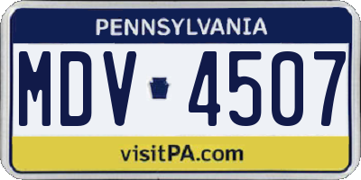 PA license plate MDV4507