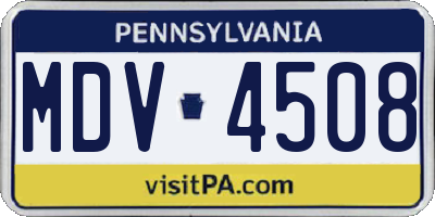 PA license plate MDV4508