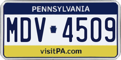 PA license plate MDV4509