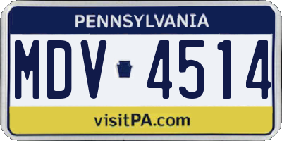 PA license plate MDV4514