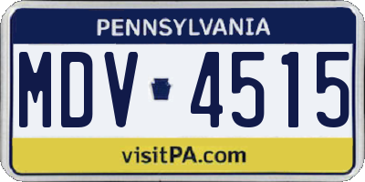 PA license plate MDV4515