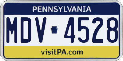 PA license plate MDV4528