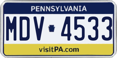 PA license plate MDV4533