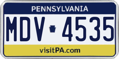 PA license plate MDV4535