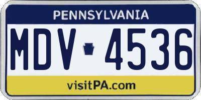 PA license plate MDV4536