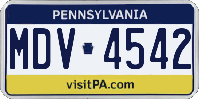PA license plate MDV4542