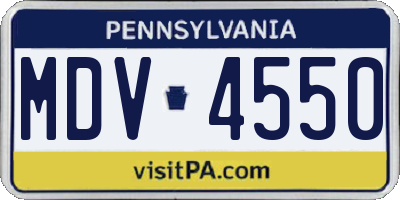 PA license plate MDV4550