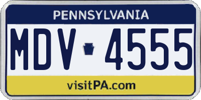 PA license plate MDV4555