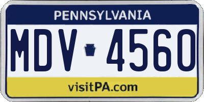 PA license plate MDV4560