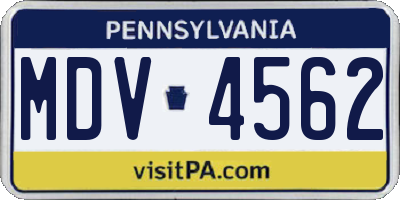 PA license plate MDV4562