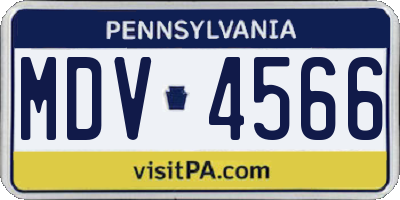 PA license plate MDV4566