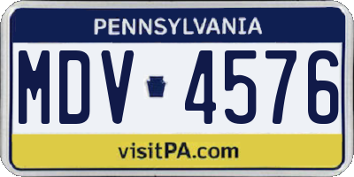 PA license plate MDV4576