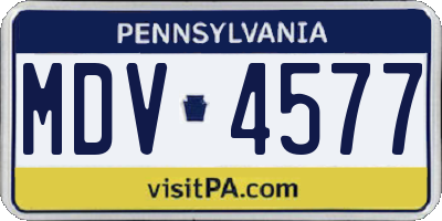 PA license plate MDV4577
