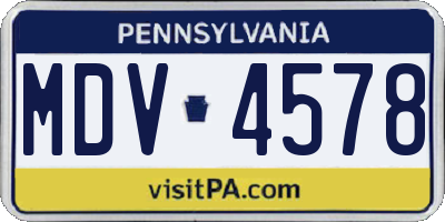PA license plate MDV4578