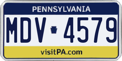 PA license plate MDV4579