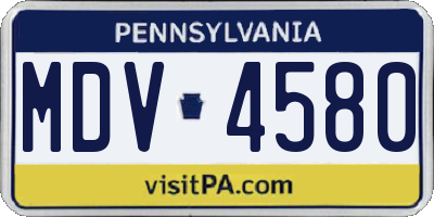 PA license plate MDV4580