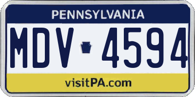PA license plate MDV4594