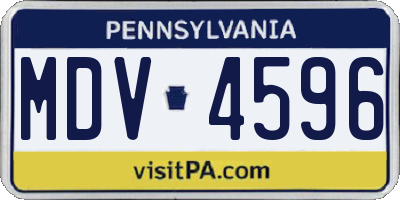 PA license plate MDV4596