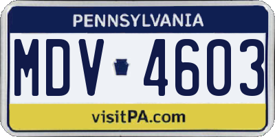 PA license plate MDV4603