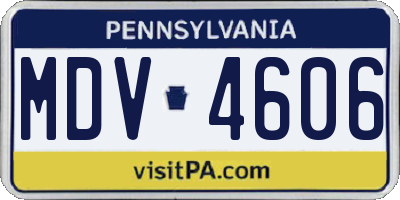 PA license plate MDV4606