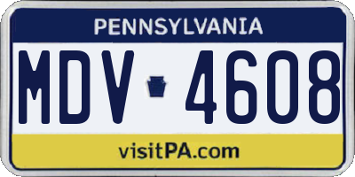 PA license plate MDV4608