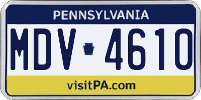PA license plate MDV4610