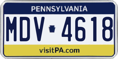 PA license plate MDV4618