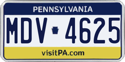 PA license plate MDV4625