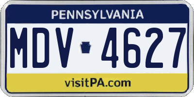 PA license plate MDV4627