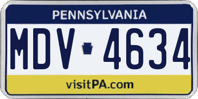 PA license plate MDV4634