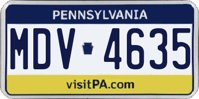 PA license plate MDV4635