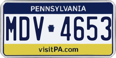 PA license plate MDV4653