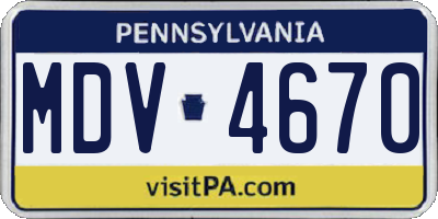 PA license plate MDV4670