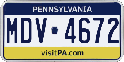 PA license plate MDV4672
