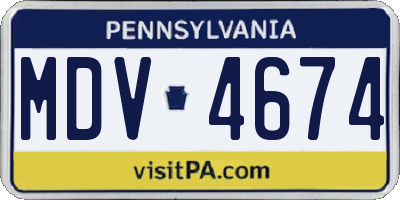 PA license plate MDV4674