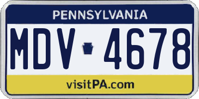 PA license plate MDV4678