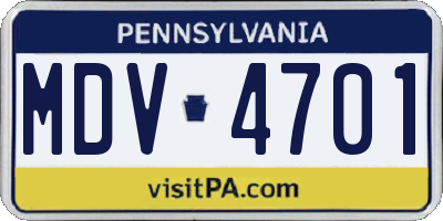 PA license plate MDV4701