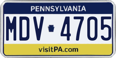 PA license plate MDV4705