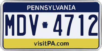 PA license plate MDV4712