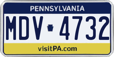 PA license plate MDV4732