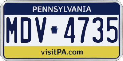 PA license plate MDV4735