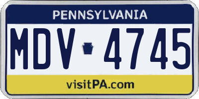 PA license plate MDV4745
