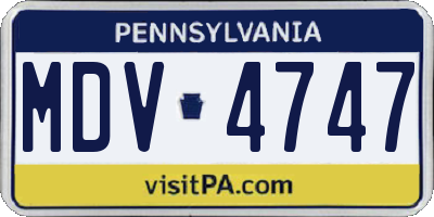 PA license plate MDV4747